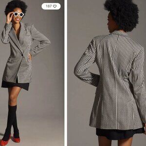Women's Maeve Longline Check Blazer Size XS